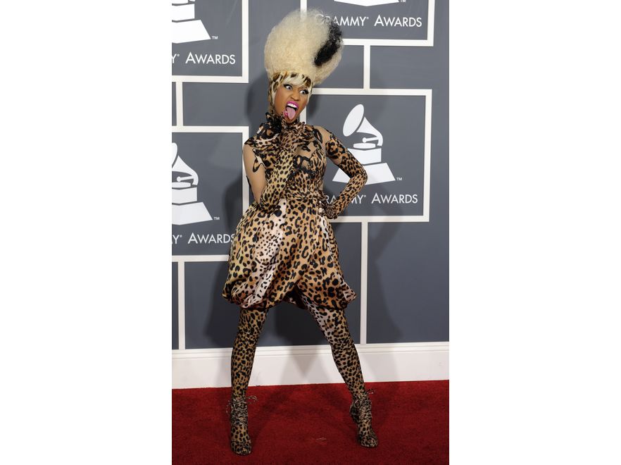 Drapieżna lamparcia kreacja Nicki Minaj to jedna z najoryginalniejszych tego wieczoru