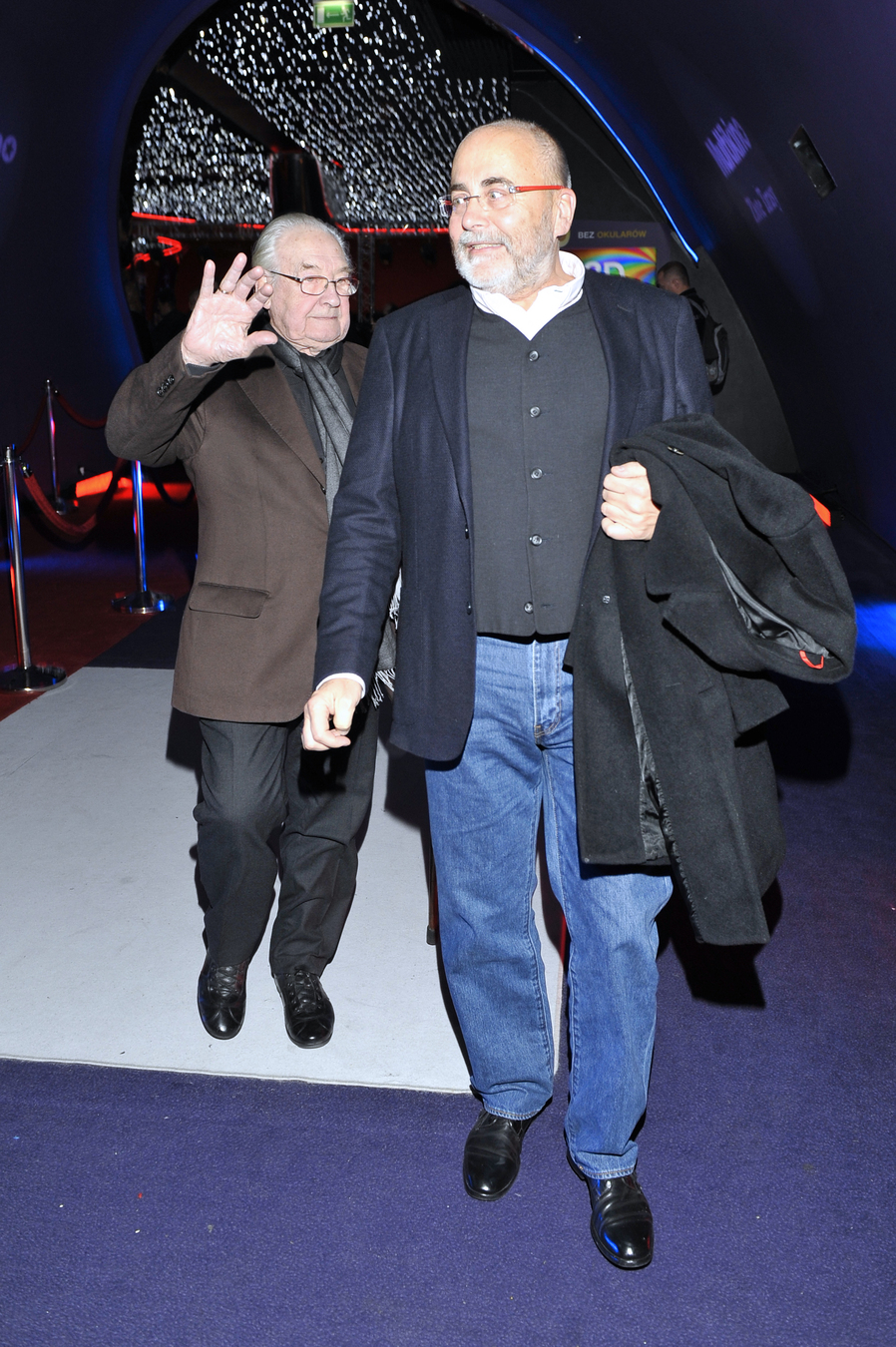 Andrzej Wajda, Michał Kwieciński na premierze "Drogówki"