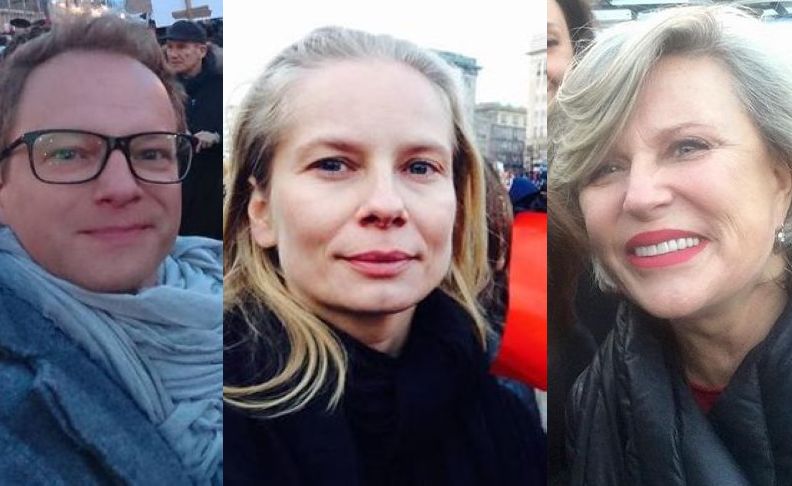 Maciej Stuhr, Magdalena Cielecka i Krystyna Janda na Strajku Kobiet